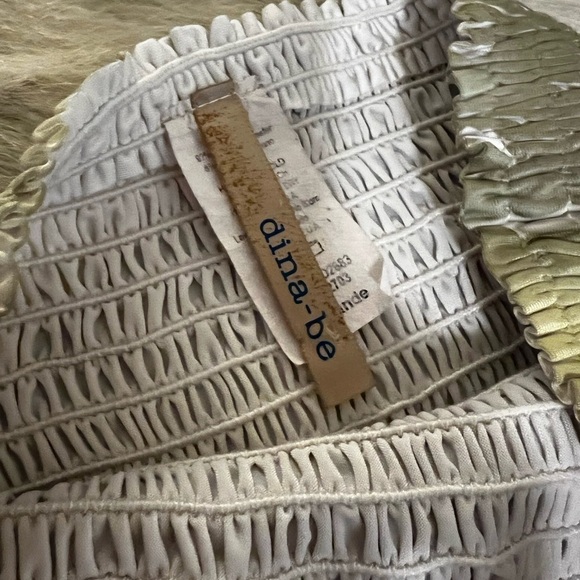 y2k DINA-BE Stretch Strapless  Dress Cover-Up Skirt Black Yellow L Graphic - Picture 7 of 7